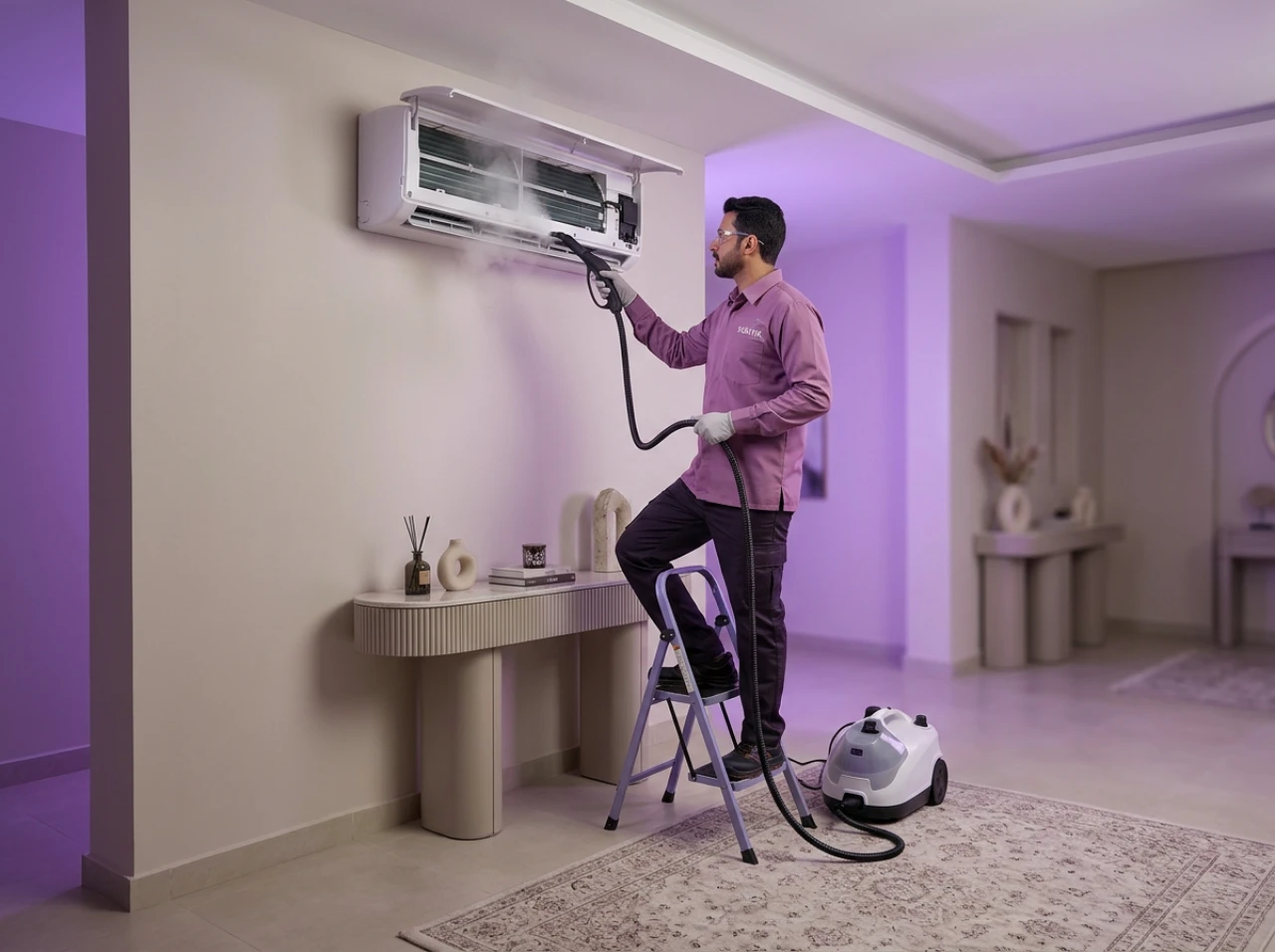 خدمة غسيل بالبخار للوحدة الداخلية