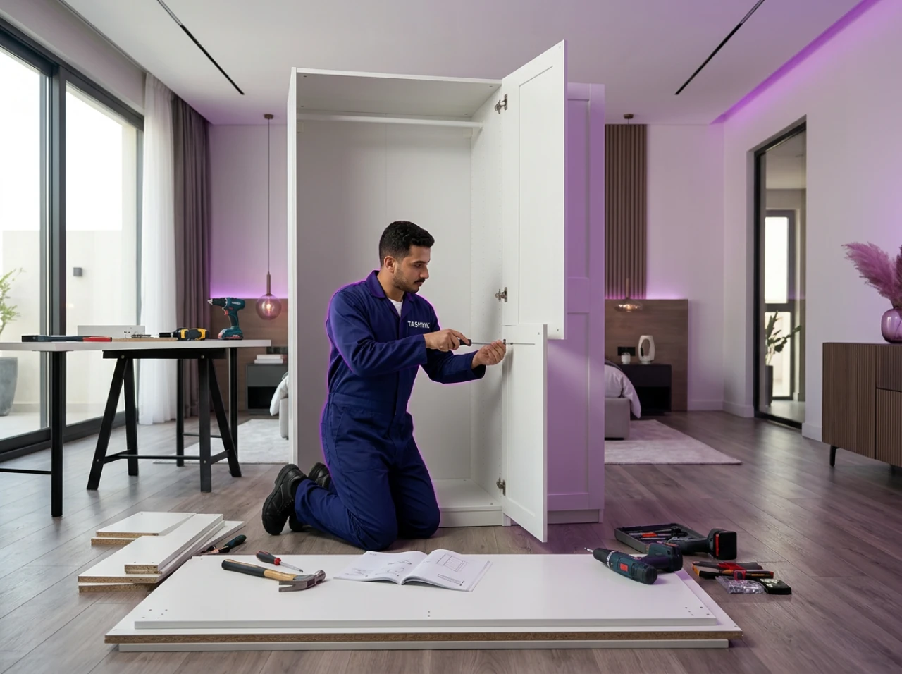 একটি IKEA মাঝারি পোশাক ইনস্টল করা সার্ভিস