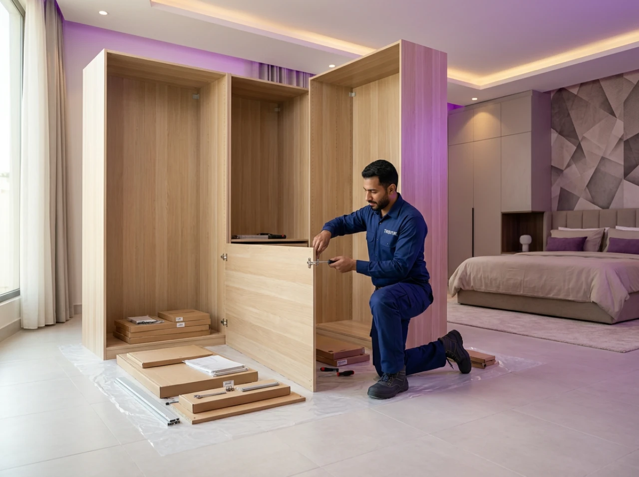 একটি বড় IKEA ওয়ারড্রোব ইনস্টল করা হচ্ছে সার্ভিস