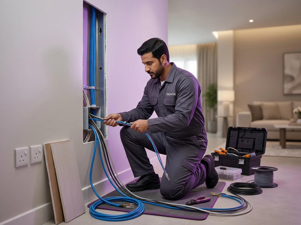 دیوار کے اندر نئی وائرنگ سروس